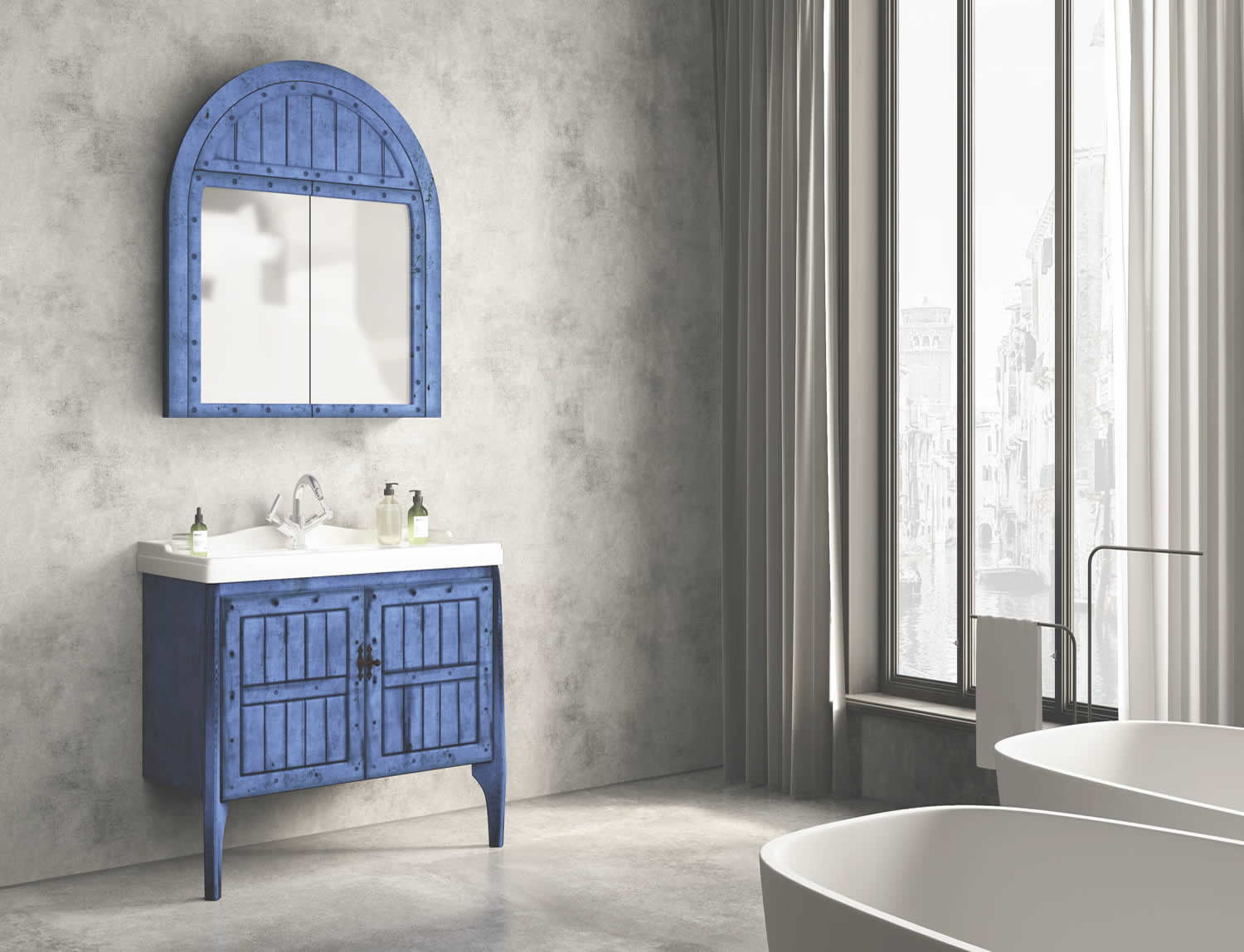 gold-retro-100-cm-mavi-banyo-dolabi